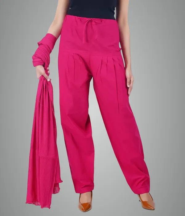 Bright_Pink_Salwar_Pant_Dupatta_Colour_Combo_-_Ethnic_Style_-_Comfort_Fit_With_Drawstring_For_Office_And_All_Day_Wear