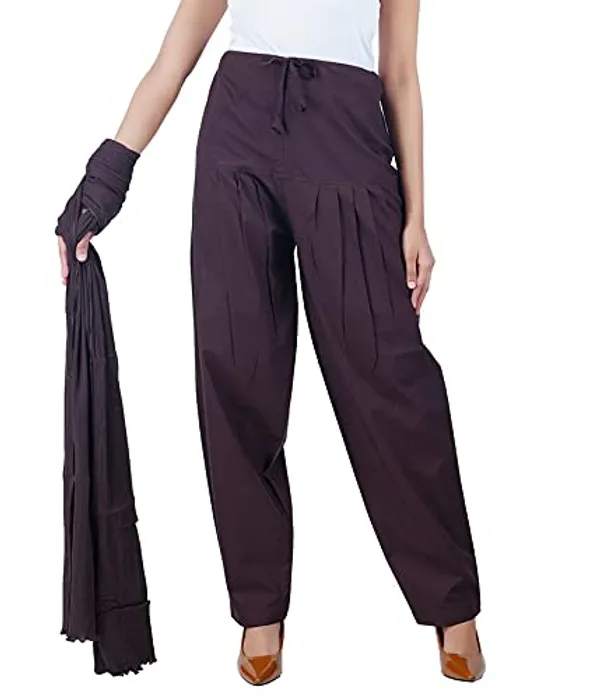 Coffee_Brown_Salwar_Pant_Dupatta_Colour_Combo_-_Ethnic_Style_-_Comfort_Fit_With_Drawstring_For_Office_And_All_Day_Wear