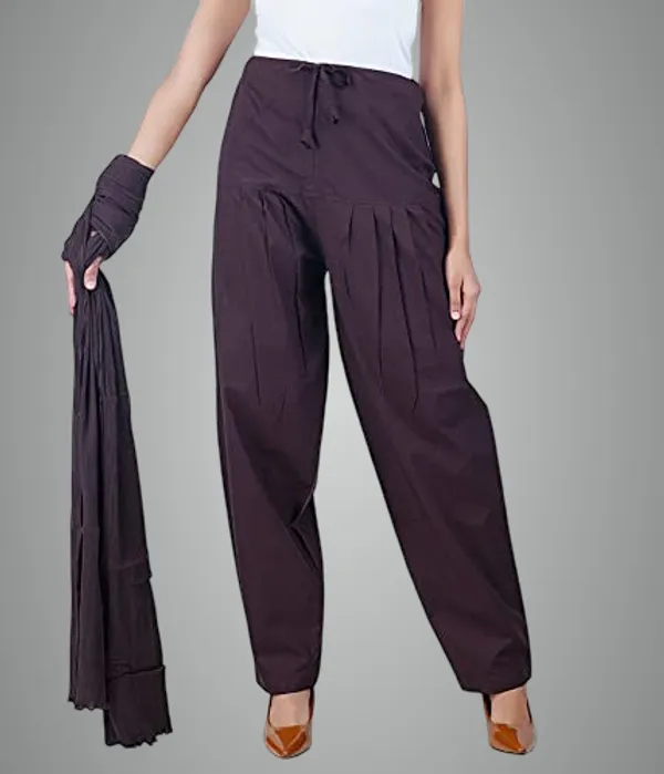 Coffee_Brown_Salwar_Pant_Dupatta_Colour_Combo_-_Ethnic_Style_-_Comfort_Fit_With_Drawstring_For_Office_And_All_Day_Wear