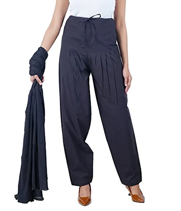 Charcoal_Grey_Salwar_Pant_Dupatta_Colour_Combo_-_Ethnic_Style_-_Comfort_Fit_With_Drawstring_For_Office_And_All_Day_Wear