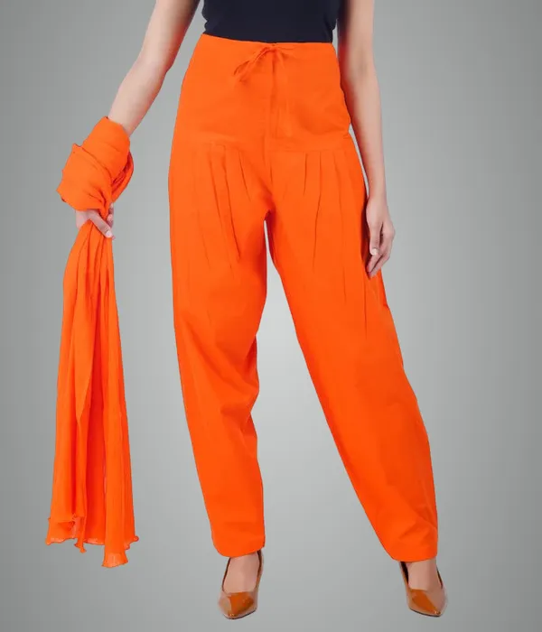 Coral_Orange_Salwar_Pant_Dupatta_Colour_Combo_-_Ethnic_Style_-_Comfort_Fit_With_Drawstring_For_Office_And_All_Day_Wear