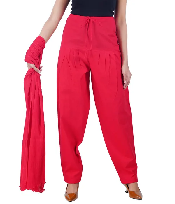 Chilly_Red_Salwar_Pant_Dupatta_Colour_Combo_-_Ethnic_Style_-_Comfort_Fit_With_Drawstring_For_Office_And_All_Day_Wear