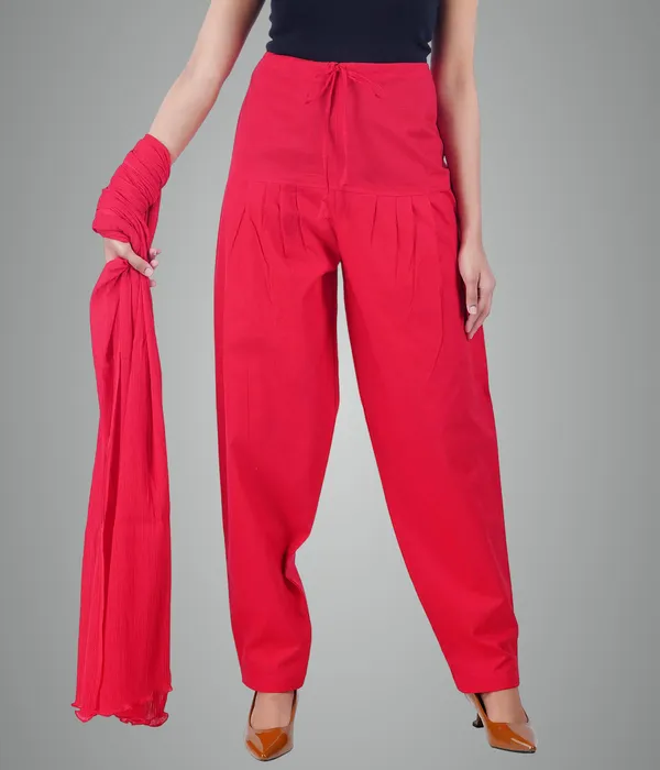 Chilly_Red_Salwar_Pant_Dupatta_Colour_Combo_-_Ethnic_Style_-_Comfort_Fit_With_Drawstring_For_Office_And_All_Day_Wear