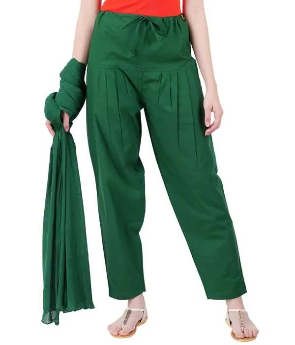 Dark_Green_Salwar_Pant_Dupatta_Colour_Combo_-_Ethnic_Style_-_Comfort_Fit_With_Drawstring_For_Office_And_All_Day_Wear