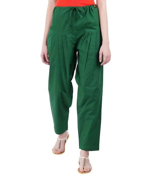 Dark_Green_Salwar_Pant_Dupatta_Colour_Combo_-_Ethnic_Style_-_Comfort_Fit_With_Drawstring_For_Office_And_All_Day_Wear