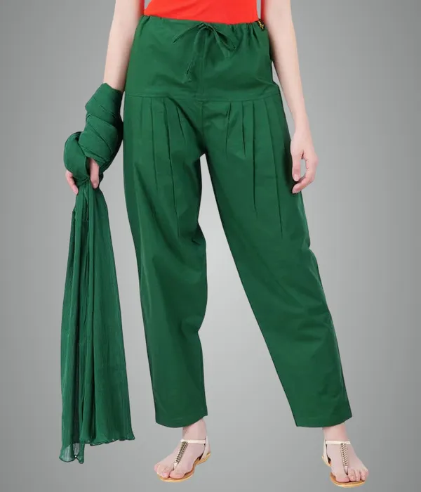 Dark_Green_Salwar_Pant_Dupatta_Colour_Combo_-_Ethnic_Style_-_Comfort_Fit_With_Drawstring_For_Office_And_All_Day_Wear
