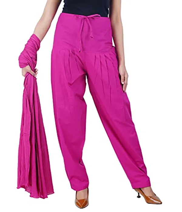 Fushia_Pink_Salwar_Pant_Dupatta_Colour_Combo_-_Ethnic_Style_-_Comfort_Fit_With_Drawstring_For_Office_And_All_Day_Wear