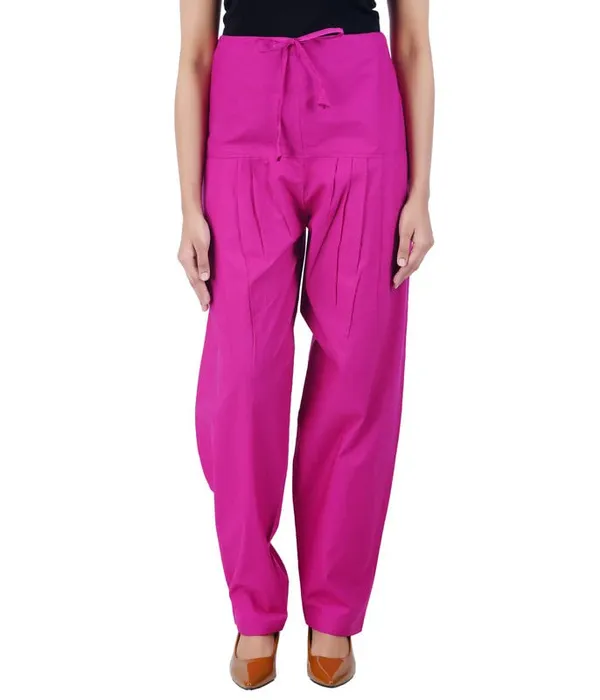 Fushia_Pink_Salwar_Pant_Dupatta_Colour_Combo_-_Ethnic_Style_-_Comfort_Fit_With_Drawstring_For_Office_And_All_Day_Wear