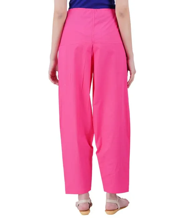 Hot_Pink_Women'S_Cotton_Salwar_Bottom_Pant_With_Matching_Shawl