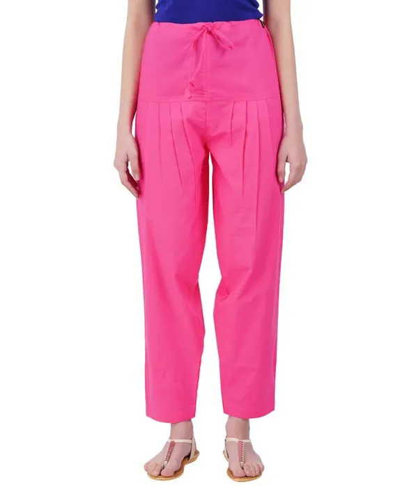 Hot_Pink_Women'S_Cotton_Salwar_Bottom_Pant_With_Matching_Shawl