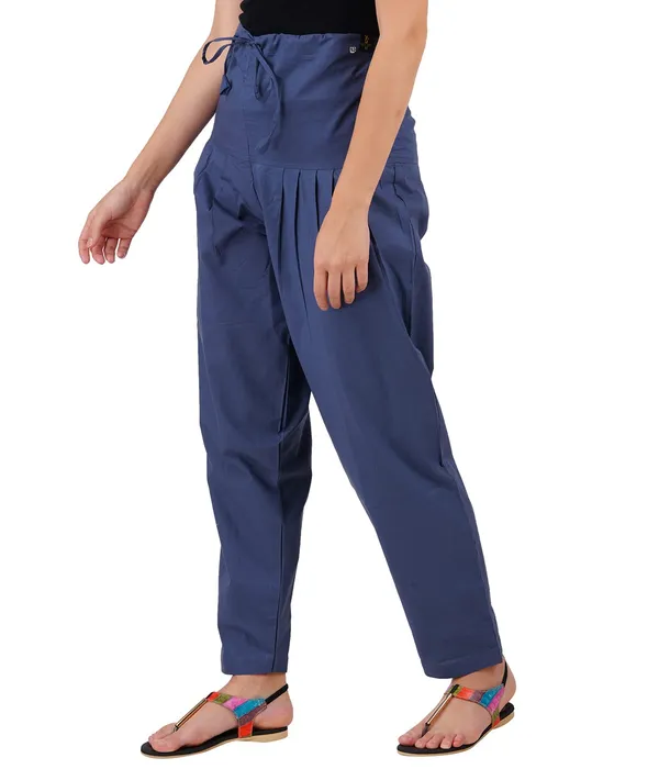Indigo_Blue_Salwar_Pant_Dupatta_Colour_Combo_-_Ethnic_Style_-_Comfort_Fit_With_Drawstring_For_Office_And_All_Day_Wear