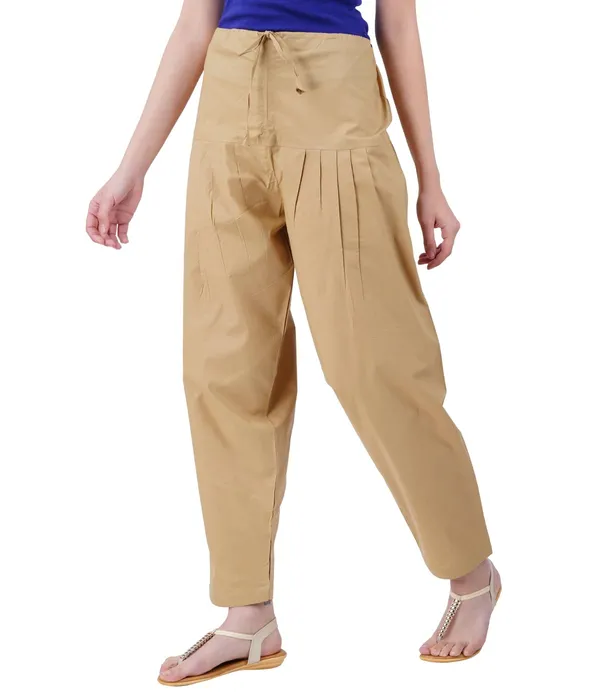Sand_Khaki_Salwar_Pant_Dupatta_Colour_Combo_-_Ethnic_Style_-_Comfort_Fit_With_Drawstring_For_Office_And_All_Day_Wear