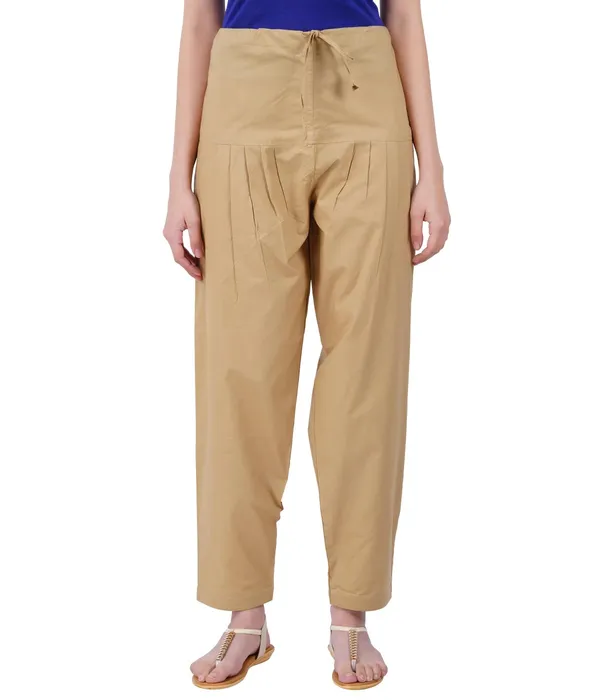 Sand_Khaki_Salwar_Pant_Dupatta_Colour_Combo_-_Ethnic_Style_-_Comfort_Fit_With_Drawstring_For_Office_And_All_Day_Wear