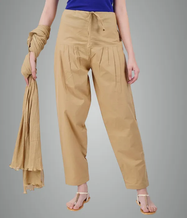 Sand_Khaki_Salwar_Pant_Dupatta_Colour_Combo_-_Ethnic_Style_-_Comfort_Fit_With_Drawstring_For_Office_And_All_Day_Wear