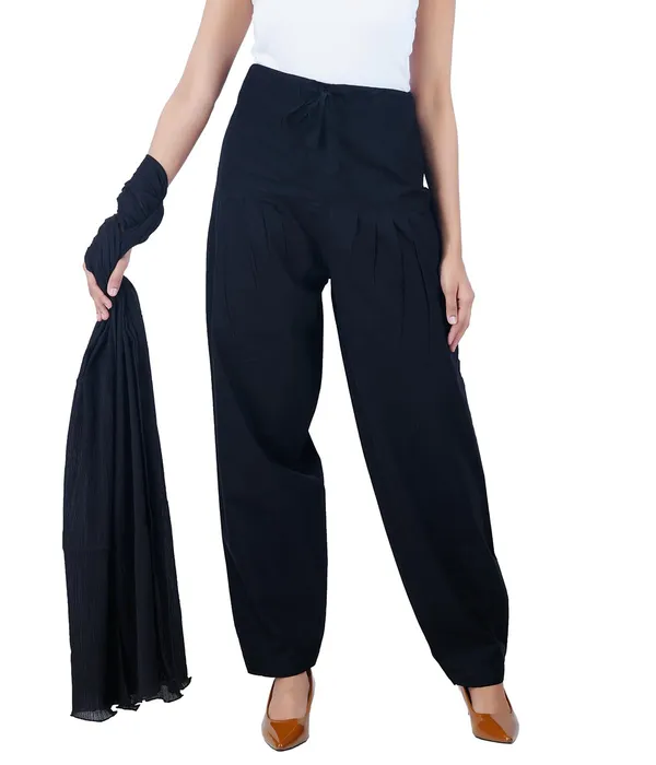 Black_Salwar_Pant_Dupatta_Colour_Combo_-_Ethnic_Style_-_Comfort_Fit_With_Drawstring_For_Office_And_All_Day_Wear