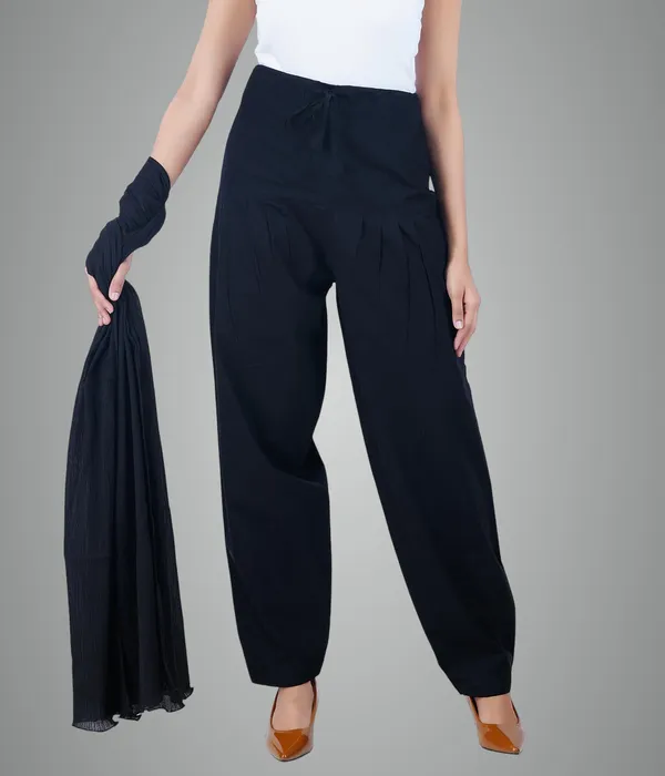 Black_Salwar_Pant_Dupatta_Colour_Combo_-_Ethnic_Style_-_Comfort_Fit_With_Drawstring_For_Office_And_All_Day_Wear