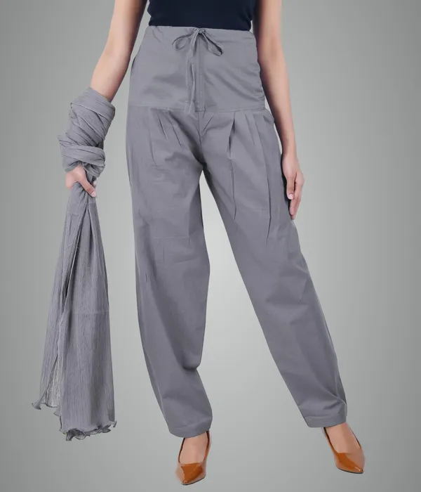 Steel_Grey_Salwar_Pant_Dupatta_Colour_Combo_-_Ethnic_Style_-_Comfort_Fit_With_Drawstring_For_Office_And_All_Day_Wear
