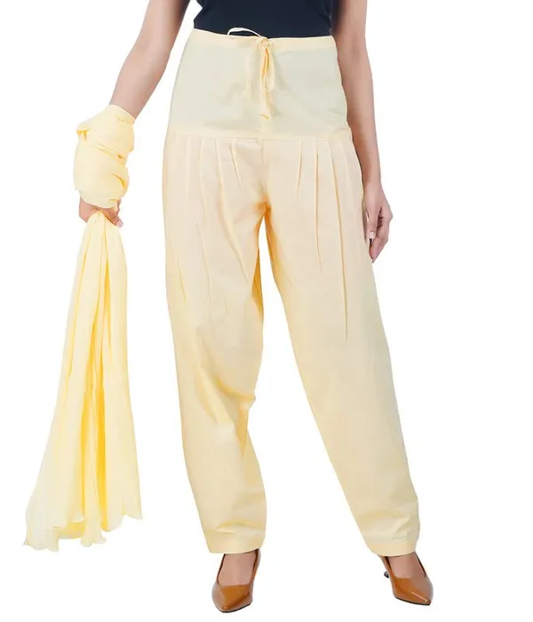 Cream_Salwar_Pant_Dupatta_Colour_Combo_-_Ethnic_Style_-_Comfort_Fit_With_Drawstring_For_Office_And_All_Day_Wear