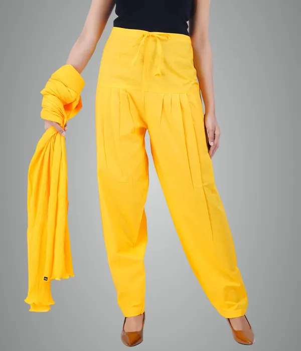 Summer_Yellow_Salwar_Pant_Dupatta_Colour_Combo_-_Ethnic_Style_-_Comfort_Fit_With_Drawstring_For_Office_And_All_Day_Wear