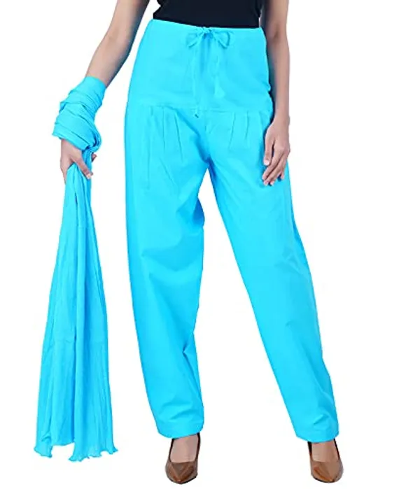 Turq_Blue_Salwar_Pant_Dupatta_Colour_Combo_-_Ethnic_Style_-_Comfort_Fit_With_Drawstring_For_Office_And_All_Day_Wear