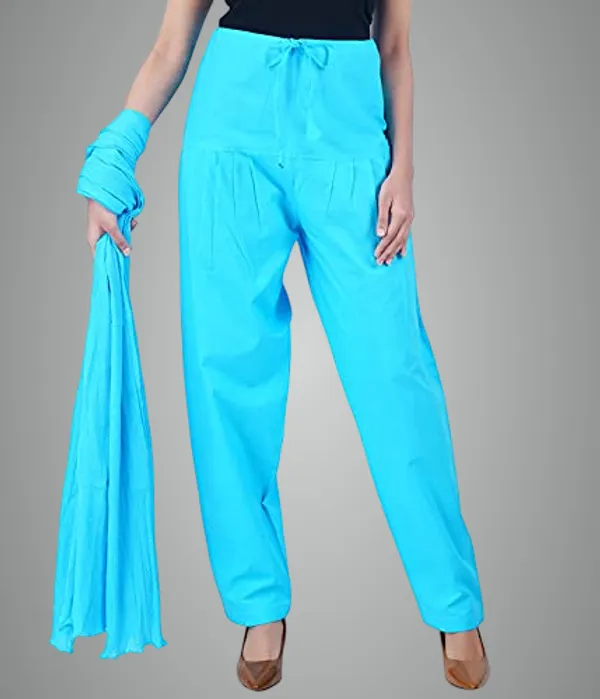 Turq_Blue_Salwar_Pant_Dupatta_Colour_Combo_-_Ethnic_Style_-_Comfort_Fit_With_Drawstring_For_Office_And_All_Day_Wear