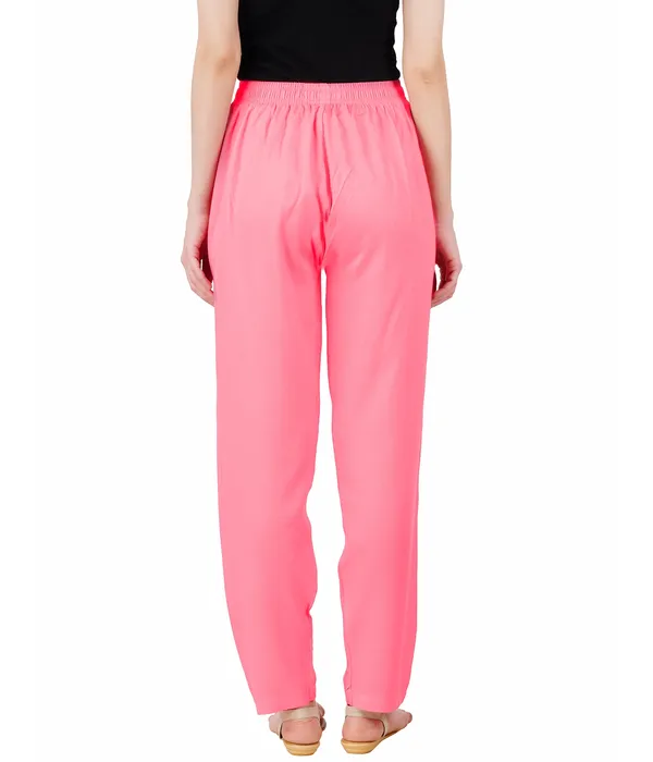 Shell_Pink_Flowy_Rayon_Kurti_Pant_For_Women