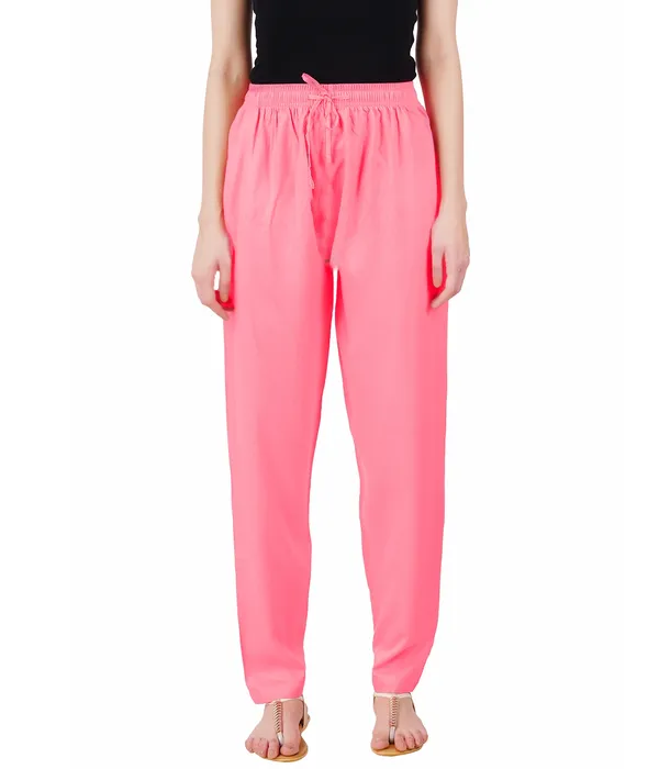 Shell_Pink_Flowy_Rayon_Kurti_Pant_For_Women