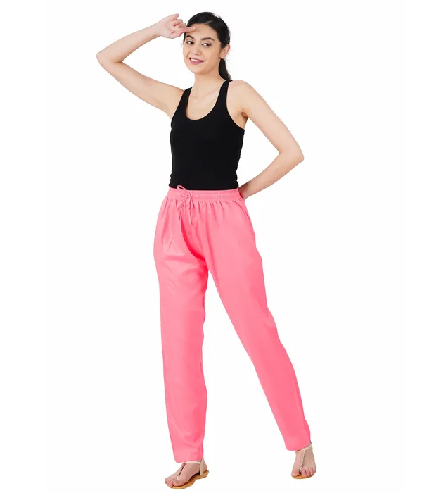 Shell_Pink_Flowy_Rayon_Kurti_Pant_For_Women