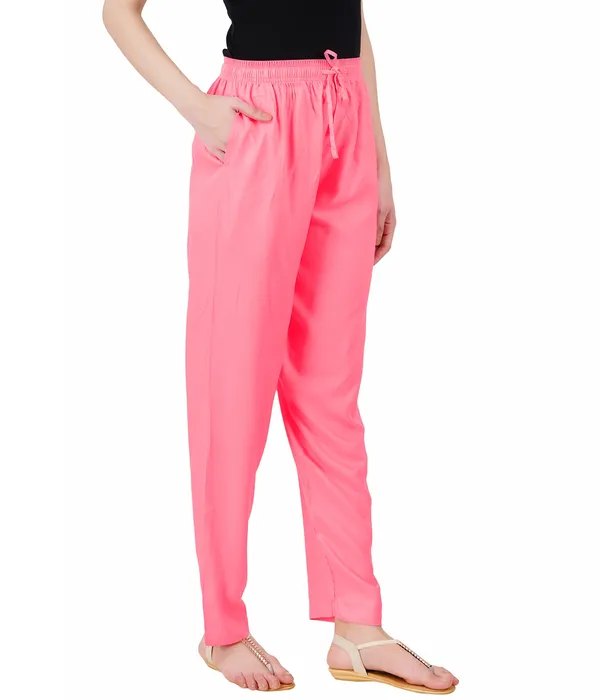 Shell_Pink_Flowy_Rayon_Kurti_Pant_For_Women
