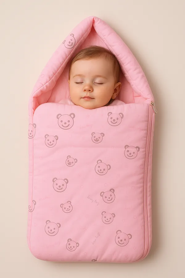 Pink_Printed_Sleeveless_Carry_Nest_Cum_Bed_For_Baby
