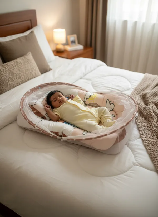 Cream_Mosquito_Net_Tent_Mattress_Set_With_Neck_Pillow_Pirate_Print