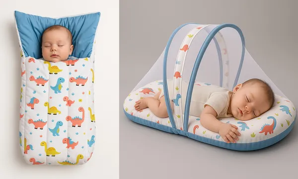 Floral_Pure_Cotton_&_Gentle_Comfort_Nest_Bed_With_Mosquito_Net_For_Baby_Pack_Of_2