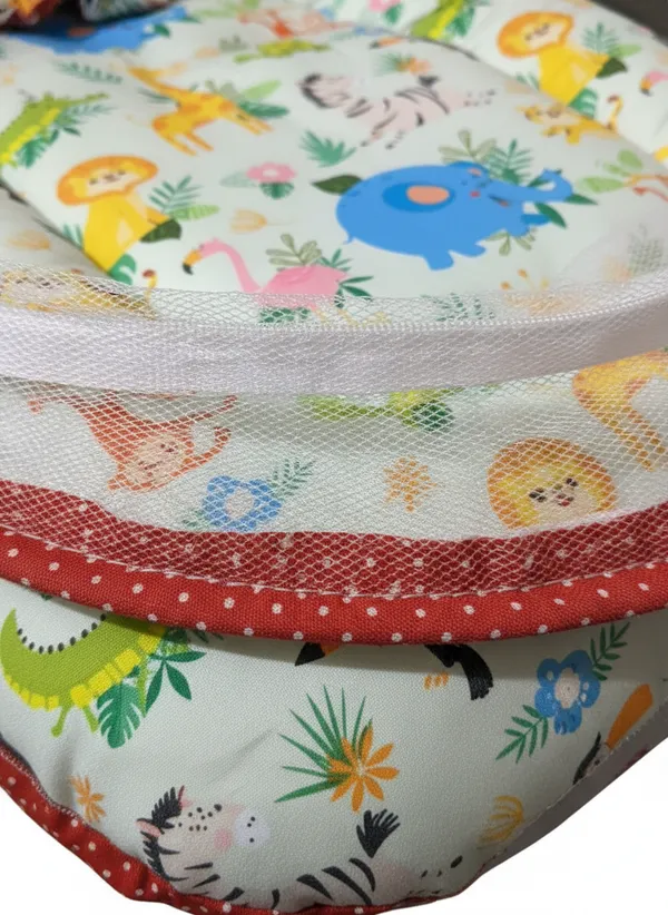 Multicolor_Mosquito_Net_Tent_Mattress_Set_With_Neck_Pillow_Jungle_Print
