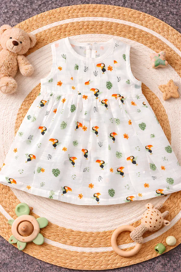 Premium_Muslin_Cotton_Baby_Dress_???_Cute_Toucan_Jungle_Print_|_Soft_Breathable_Summer_Dress_|_6_Months_to_1_Year_Baby_Girl