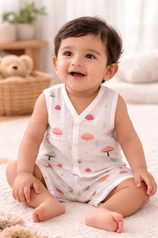 Premium_Muslin_Cotton_Baby_Jabla_&_Shorts_Set_???_Mushroom_Print_Ultra_Soft_Breathable_Sleeveless_Front_Button_Summer_Outfit_???_Lightweight_Skin_Friendly_Newborn_&_Infant_Wear_(0-12_Months)