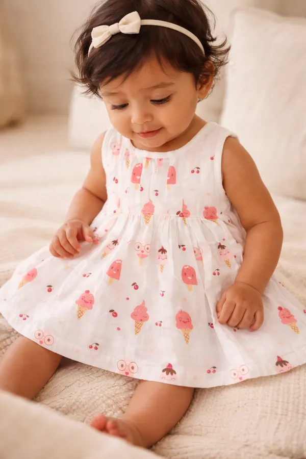 Premium_Muslin_Cotton_Ice_Cream_Print_Baby_Girl_Dress_(6_Months_???_1_Year)_|_Soft_&_Breathable_Summer_Wear