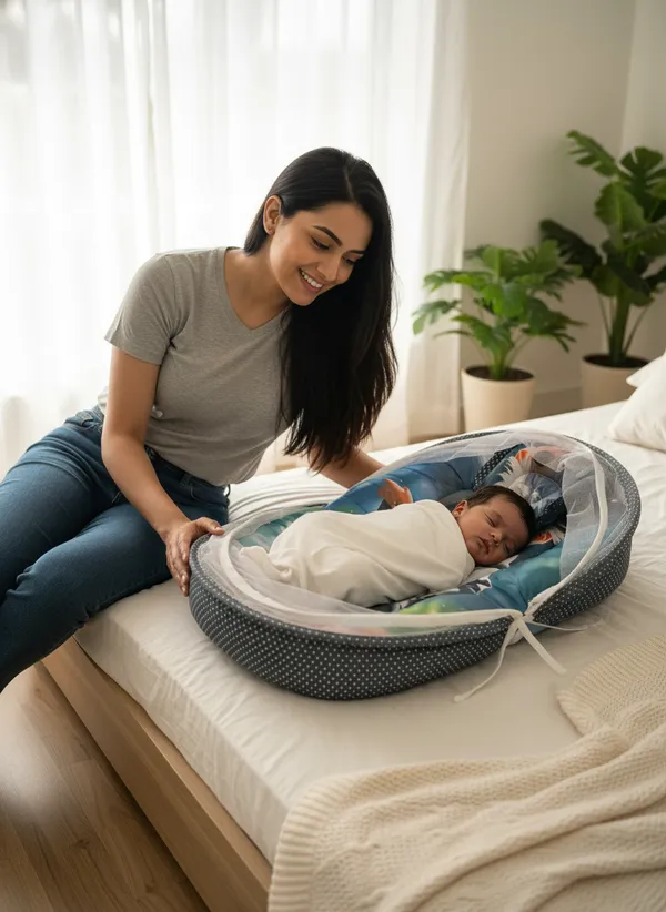 Multicolor_Mosquito_Net_Tent_Mattress_Set_With_Neck_Pillow_Boy_Print