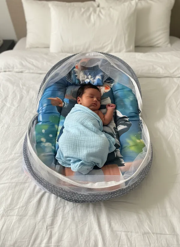 Multicolor_Mosquito_Net_Tent_Mattress_Set_With_Neck_Pillow_Boy_Print
