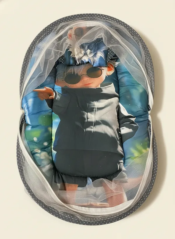 Multicolor_Mosquito_Net_Tent_Mattress_Set_With_Neck_Pillow_Boy_Print