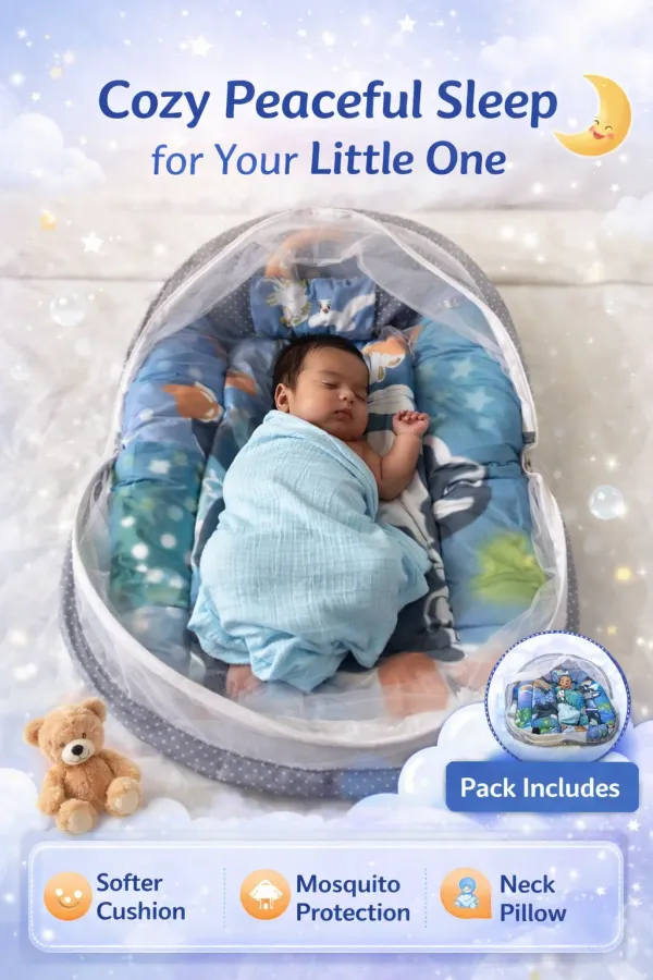 Multicolor_Mosquito_Net_Tent_Mattress_Set_With_Neck_Pillow_Boy_Print