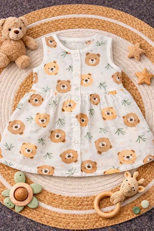 Premium_Muslin_Cotton_Baby_Dress_???_Cute_Teddy_Bear_Print_|_Ultra_Soft_Breathable_Summer_Dress_for_Babies_(6_Months_???_1_Year)
