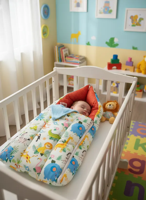 Multicolor_3_In_1_Baby_Carry_Nest_Cum_Sleeping_Bag_Jungle_Print