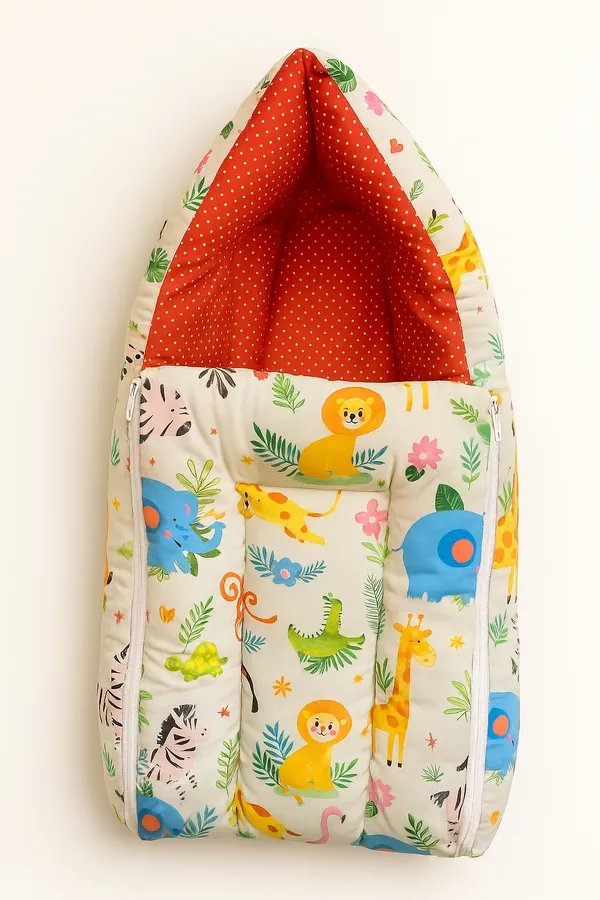 Multicolor_3_In_1_Baby_Carry_Nest_Cum_Sleeping_Bag_Jungle_Print