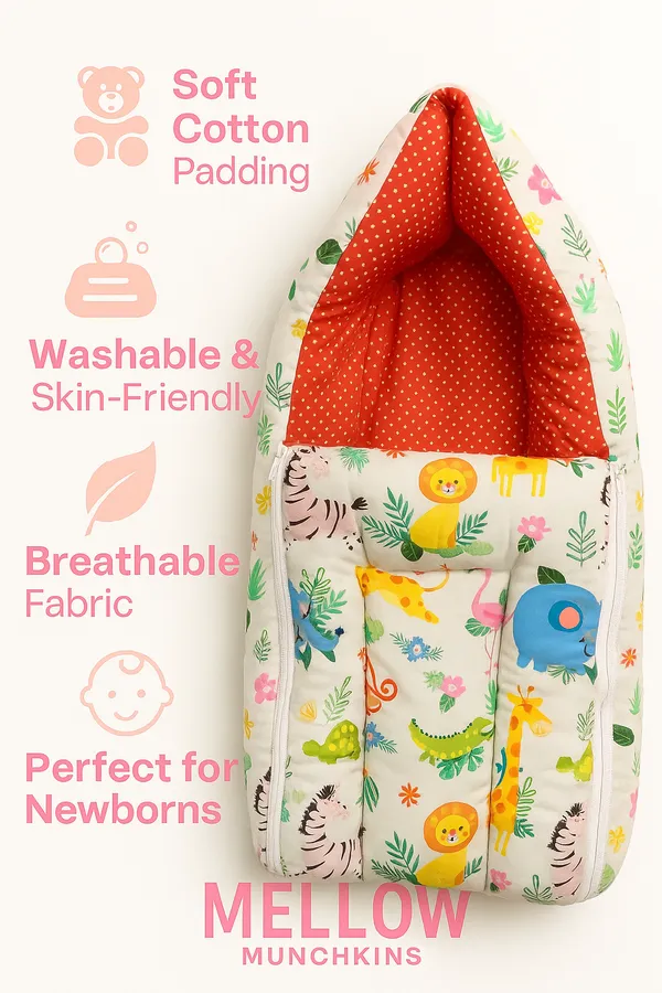 Multicolor_3_In_1_Baby_Carry_Nest_Cum_Sleeping_Bag_Jungle_Print