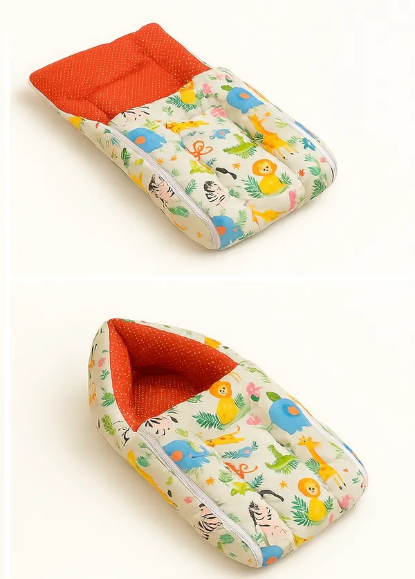 Multicolor_3_In_1_Baby_Carry_Nest_Cum_Sleeping_Bag_Jungle_Print