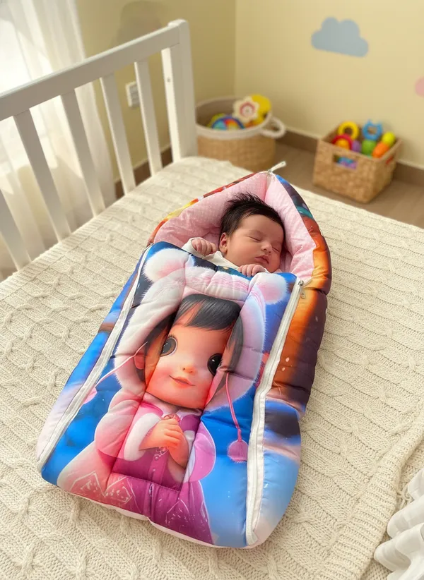 Pink_3_In_1_Baby_Carry_Nest_Cum_Sleeping_Bag_Girl_Print