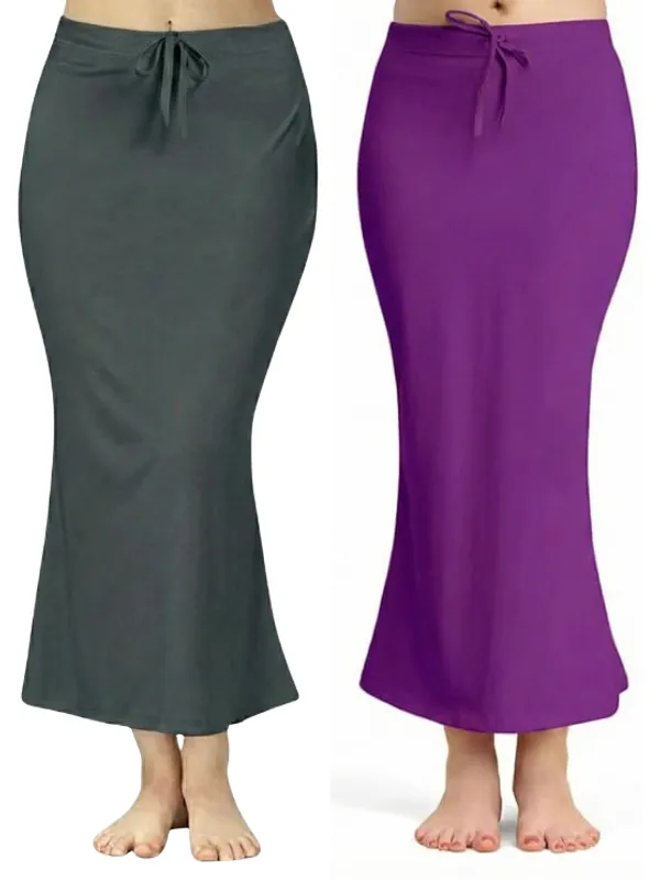 Pack_of_2__Dark_Grey_&_Purple_Comfort_Lycra_4_Way_Fabric_Saree_Shapewear_For_Women