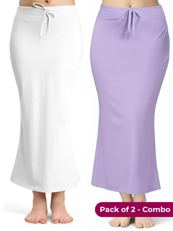 Pack_of_2_-_White_&_Lavender_Comfort_Lycra_4_Way_Fabric_Saree_Shapewear_For_Women