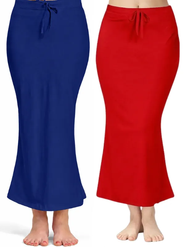 Pack_of_2__Royal_Blue_&_Red_Comfort_Lycra_4_Way_Fabric_Saree_Shapewear_For_Women