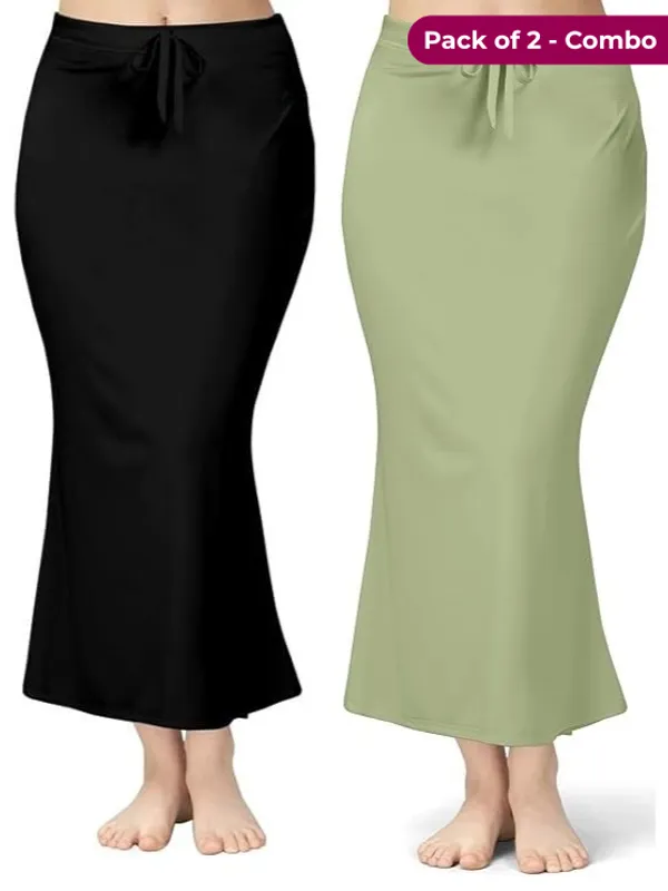 Pack_of_2_Black_&_Light_Green_Pista_Comfort_Lycra_4_Way_Fabric_Saree_Shapewear_For_Women